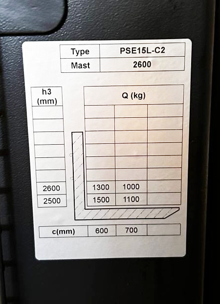 Штабелер електричний самохідний 1,5т/2,6м 24В/63Ah Li-ion-PSE15L-C2 2600