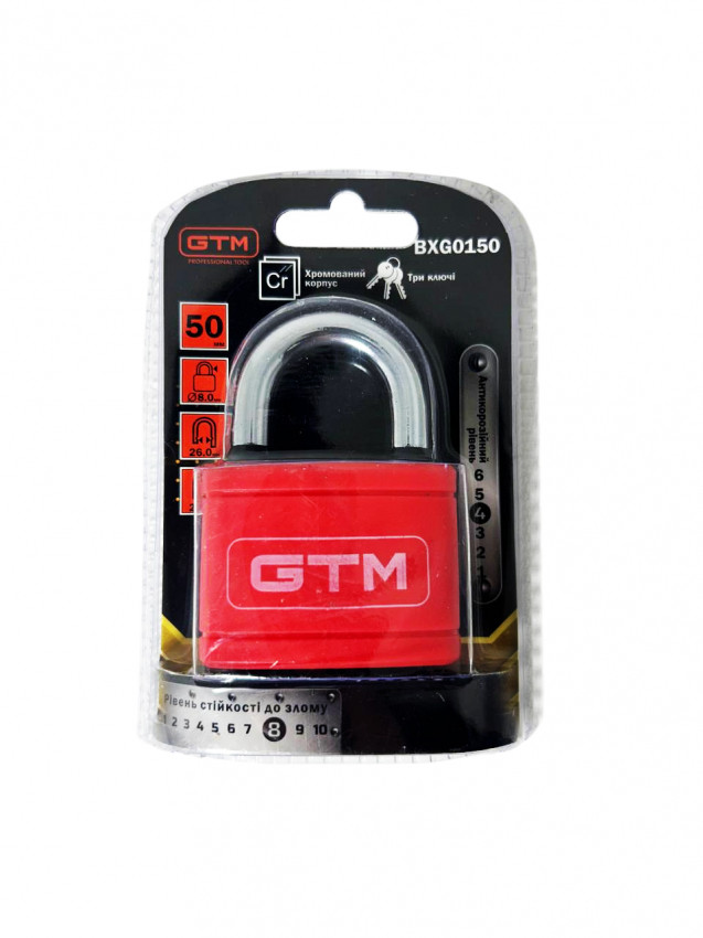 Замок навісний PVC 50мм GTM BXG0150-BXG0150