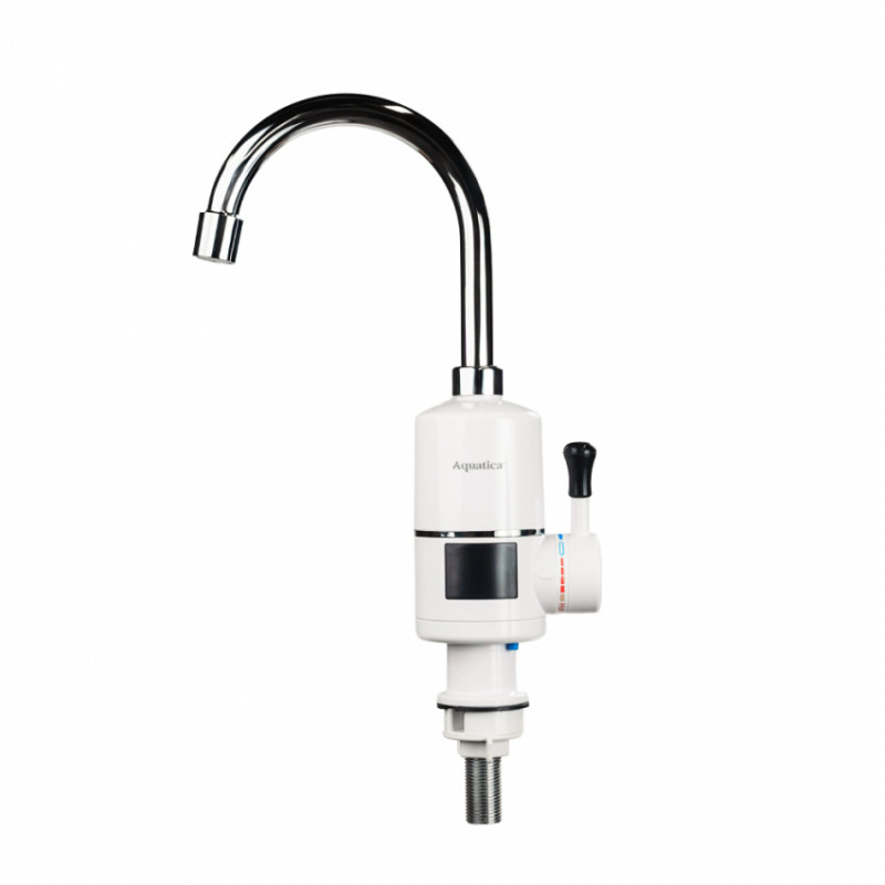 Кран-водонагрівач проточний s96 3.3кВт для кухні вилив вухо на гайці з дисплеєм і термостатом AQUATICA (9796113)-9796113