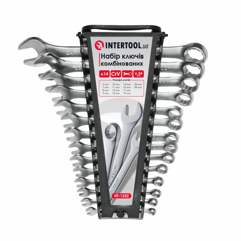 Набір ключів комбінованих, 14 шт., 6-24 мм, Cr-V INTERTOOL HT-1252-HT-1252