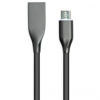 Кабель PowerPlant USB - microUSB, 1м, силікон, чорний-[articul]