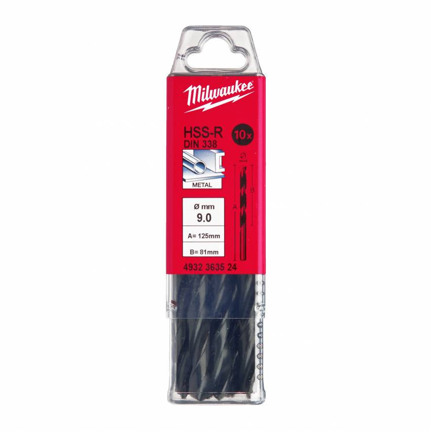 Свердло по металу HSS-R MILWAUKEE DIN338, Ø9,0мм, (10шт)-4932363524