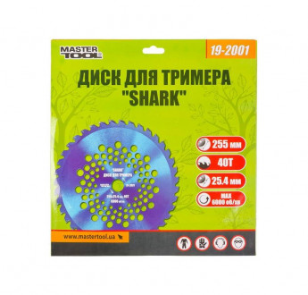 Диск для тріммера MASTERTOOL &quot;SHARK&quot; 255х25.4х40Т з побідитовою напайкою 19-2001