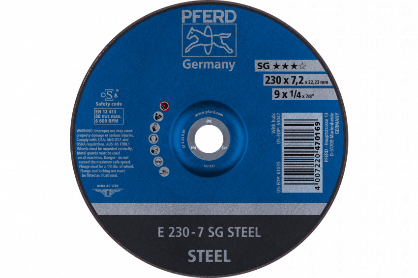 Круг зачисний 230*7,2*22 SG STEEL сталь-4007220470169