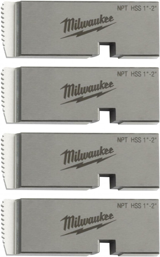 Плашки для нарізання різблення MILWAUKEE, PTR2D 1'' - 2'' BSPT NPT HSS (4шт) для MXF PTR2-48361206