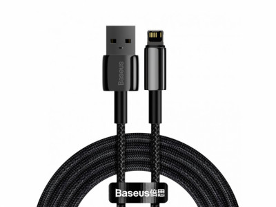 Кабель Baseus Tungsten Gold USB 2.0 to Lightning 2.4A 2M Чорний (CALWJ-A01)-[articul]