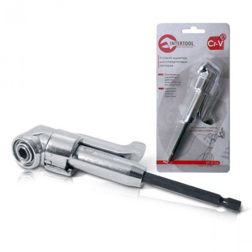 Кутовий адаптер для насадок викрутки 1/4" CrV INTERTOOL VT-0106-VT-0106