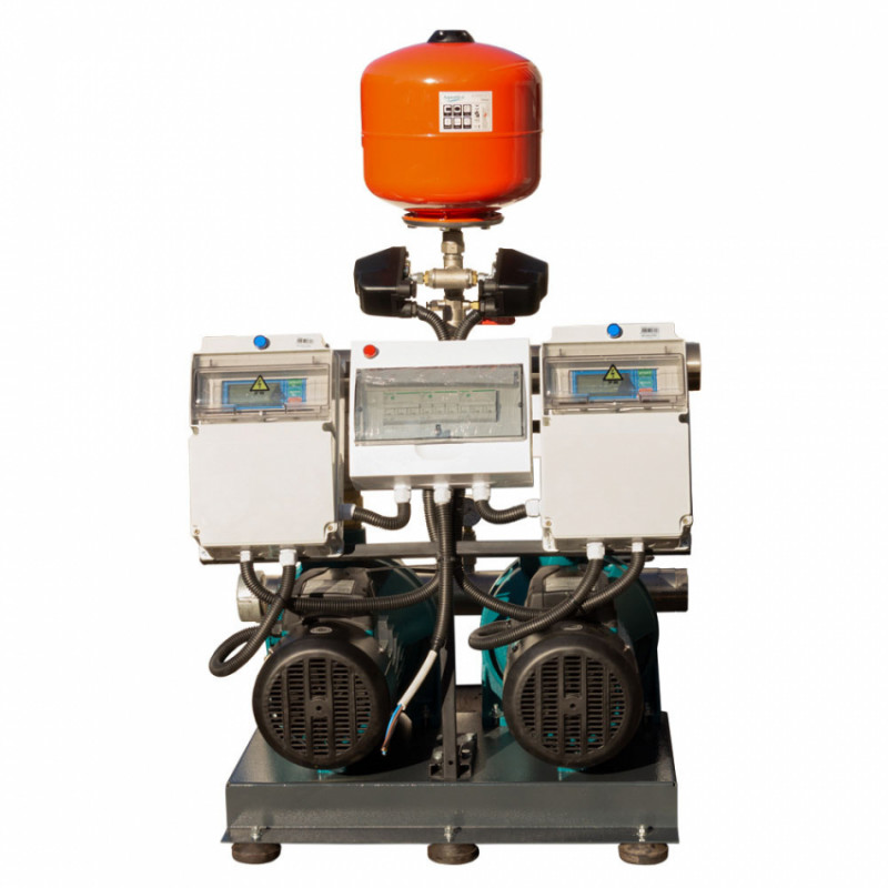 Станція підвищення тиску 380В 2×2.2кВт Hmax 65м Qmax 180л/хв 8л + каскадне управління LEO 3.0 (22AC220-2S531-4.0-8)-22AC220-2S531-4.0-8