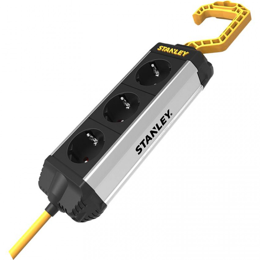 SXECCD2NAFE мережевий фільтр Stanley 5 м, 3x1.5мм2, IP20, 3 розетки, алюміній-SXECCD2NAFE