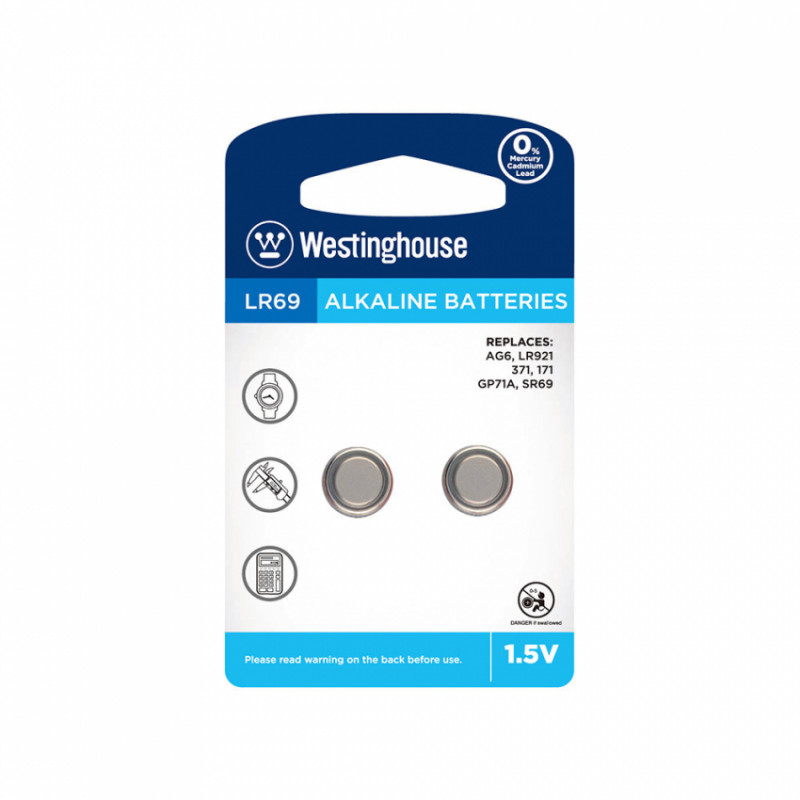 Лужна батарейка Westinghouse Alkaline "таблетка" LR69 2шт/уп blister-LR69-BP2(AG6-BP2)