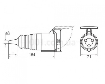 Розетка переносна ECO-225 (ГП 32А/5) 3Р+N+РЕ 32А 415В IP44