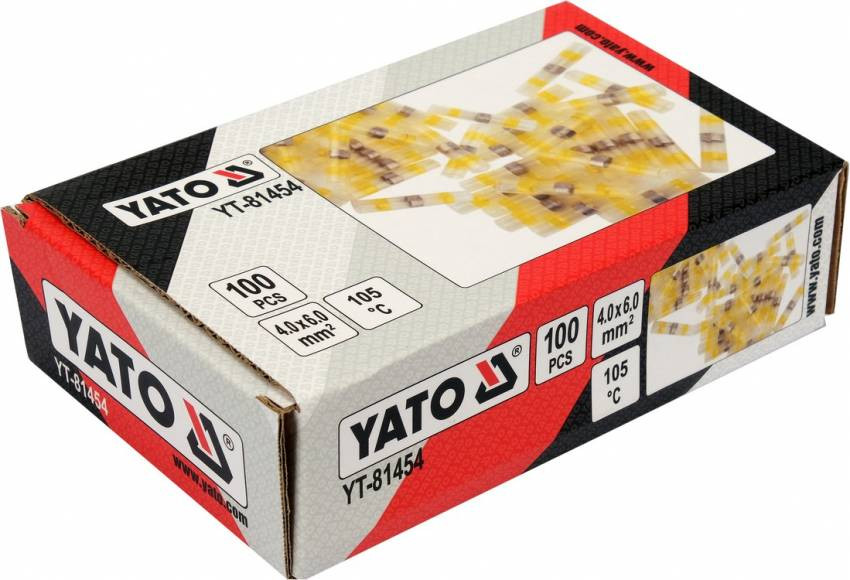 Кембрики термоусадні при t≤ 105°C з припоєм YATO, прозорі, для провідників 4,0- 6,0 мм², 100 шт-YT-81454