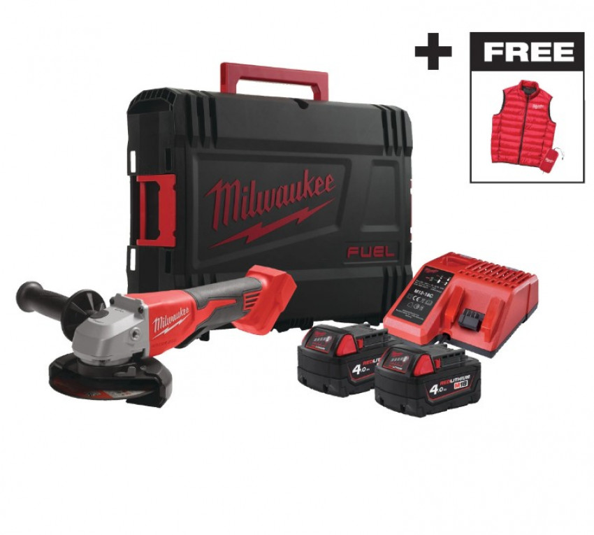 Шліфмашина кутова - болгарка акумуляторна безщіткова MILWAUKEE M18 BLSAG125XPD-402X діаметр 125мм + жилетка-4933499460