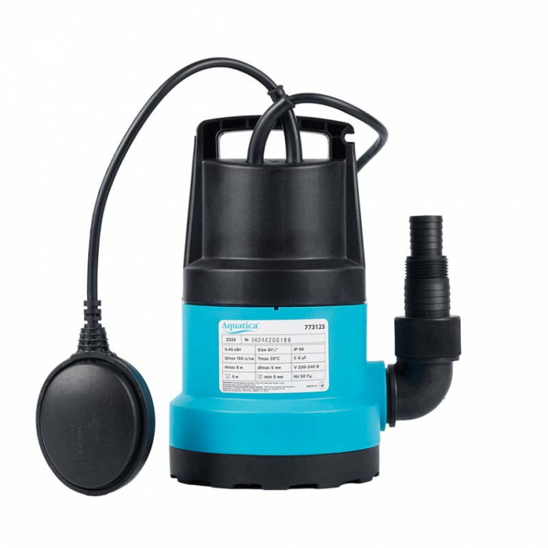 Насос дренажний садовий 0.45кВт Hmax 8м Qmax 150л/хв (част. до 5мм) AQUATICA (773123)-773123