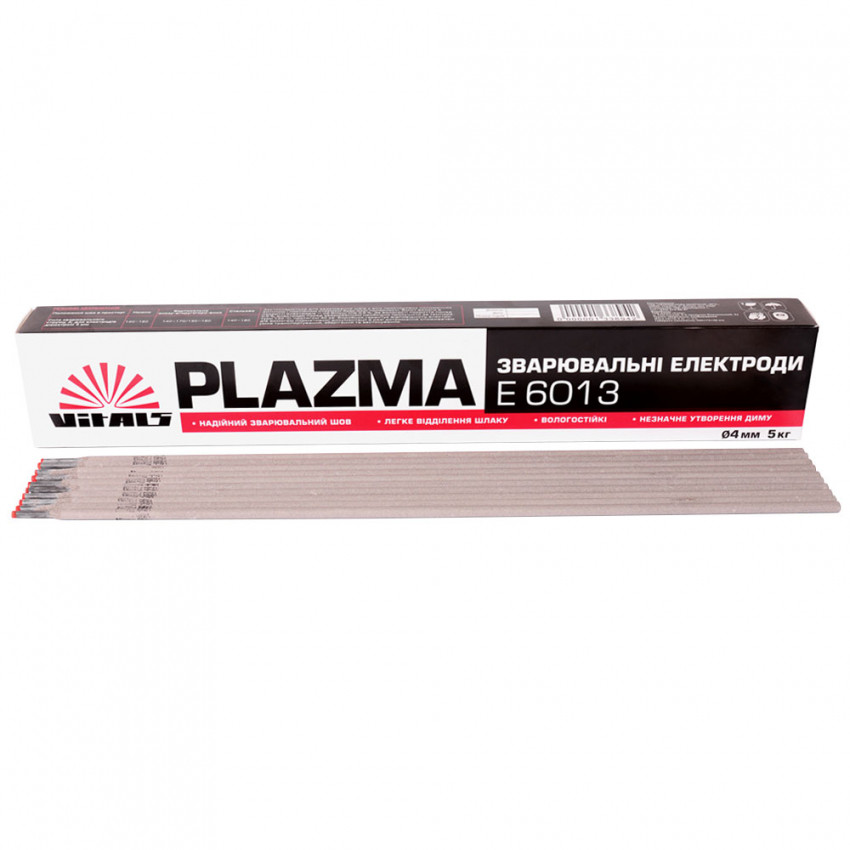 Електроди зварювальні Vitals Plazma E6013 d 4мм, X 5кг-133894