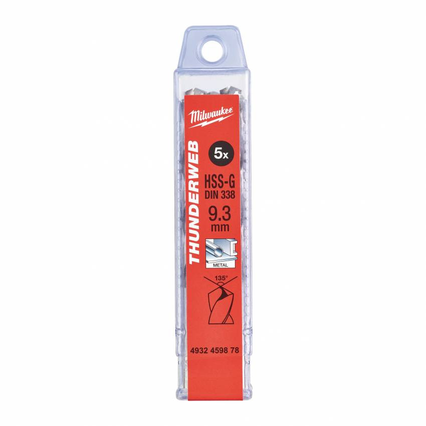 Свердло по металу THUNDERWEB HSS-G MILWAUKEE, Ø9,3х125мм, (5шт)-4932459878