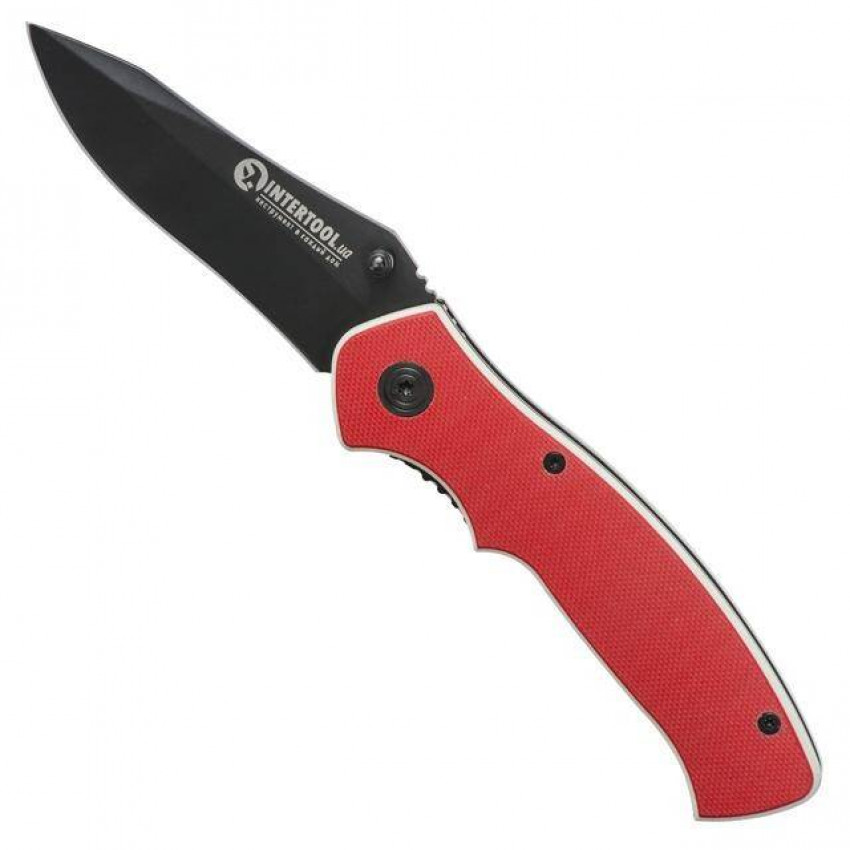 Ніж складаний 194 мм, ручка з металевими вставками. INTERTOOL HT-0595-HT-0595