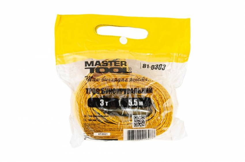 Трос буксирувальний MASTERTOOL 3 т 5.5 м 50 мм поліестер 81-0303-81-0303