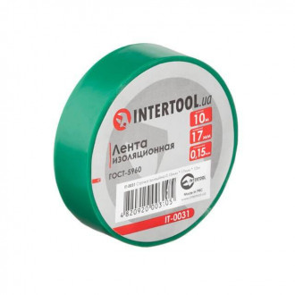 Стрічка ізоляційна 10 м, 17*0,15 мм, зелена INTERTOOL IT-0031-[articul]