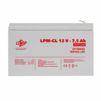 Розпродаж (6562) Акумулятор гелевий LPM-GL 12V - 7.5 Ah (11-2024)-[articul]
