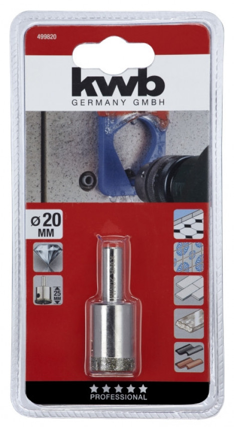 Коронка пільная алмазна 20/25 мм, KWB (499820)-