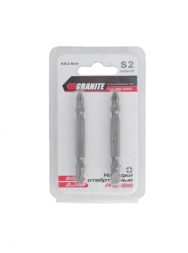 GRANITE Насадки викруткові РН2-SL6*65 мм, S2, 2 шт, Арт.: 10-26-650-10-26-650