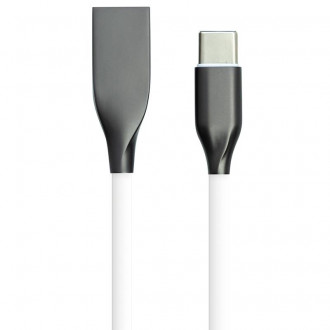 Кабель PowerPlant USB-Type-C, 1м, силікон, білий-[articul]