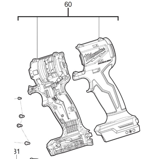 Корпус в зборі для шуруповерта MILWAUKEE M18 BLIDRC-4931495913