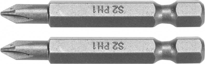 Викрутка насадка YATO: "Phillips" PH1 x 50 мм, HEX 1/4", AISI S2, 2 шт.-YT-77875