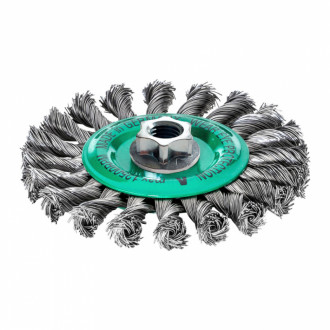 Щітка кільцева для кутових шліфувальних машин MILWAUKEE, M14 125х14мм, нержавіюча сталь, кручена, 0,5мм-[articul]