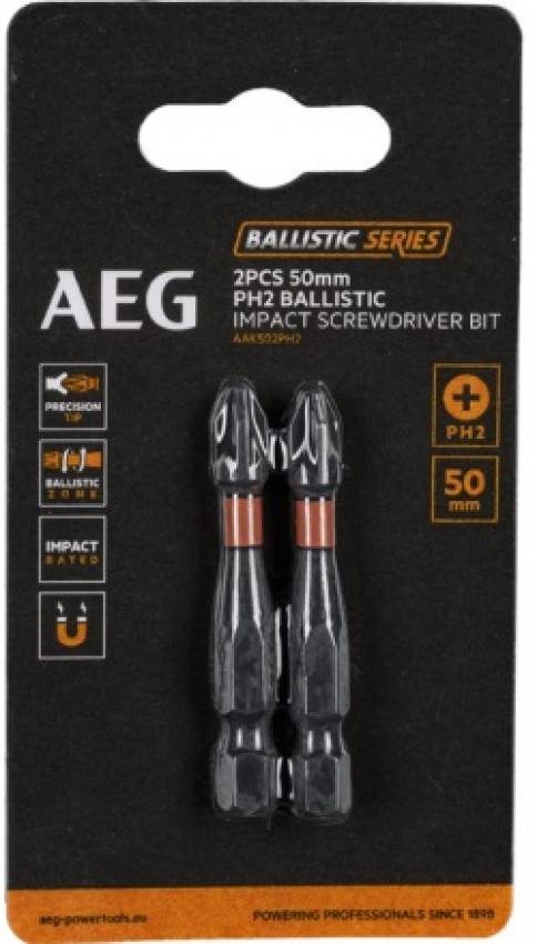 Біти ударні AAK502PH2 AEG, PH2, 50мм, 2шт.-AAK502PH