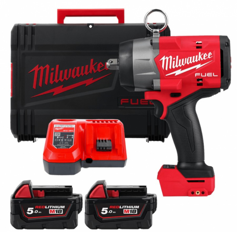 Гайкокрут акумуляторний 1/2'' MILWAUKEE, M18 FHIW2P12-502X, з піном, 1491Нм (+зар.пр., 2ак.Х 5Аг, HDкейс)-4933492786