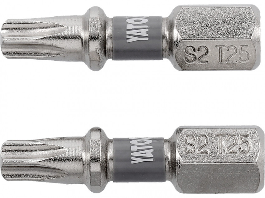 Насадка викруткова YATO; "TORX" T25 х 25 мм. шпиндель 6-гран- 1/4", покрита нікелем, 2 шт.[10]-YT-78014