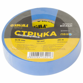 Стрічка ізоляційна ПВХ синя 0.13мм×19мм×25м SIGMA (8413421)-[articul]