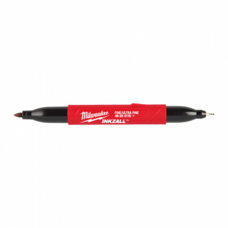 Маркер для будмайданчика INKZALL Double Tip MILWAUKEE, тонкий/ультра-тонкий, чорний (48223115)-[articul]