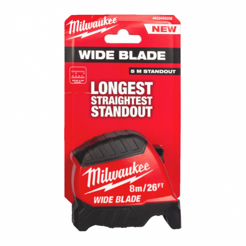 Рулетка WIDE BLADE MILWAUKEE (Gen2), (полотно 35мм), 8м/26фт-4932499206