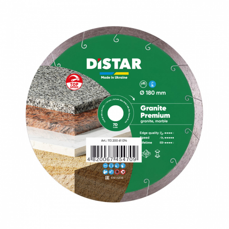 Круг алмазний вiдрiзний 1A1R 180x1,6x8,5x25,4 Granite Premium-11320061014