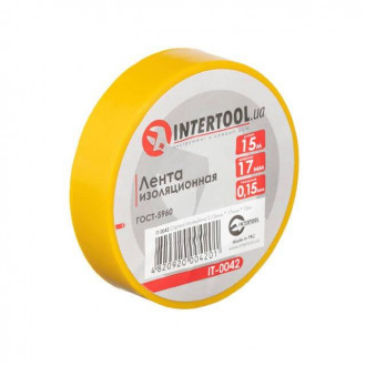 Стрічка ізоляційна, 17 мм * 15 м * 0.15 мм, жовта INTERTOOL IT-0042-[articul]