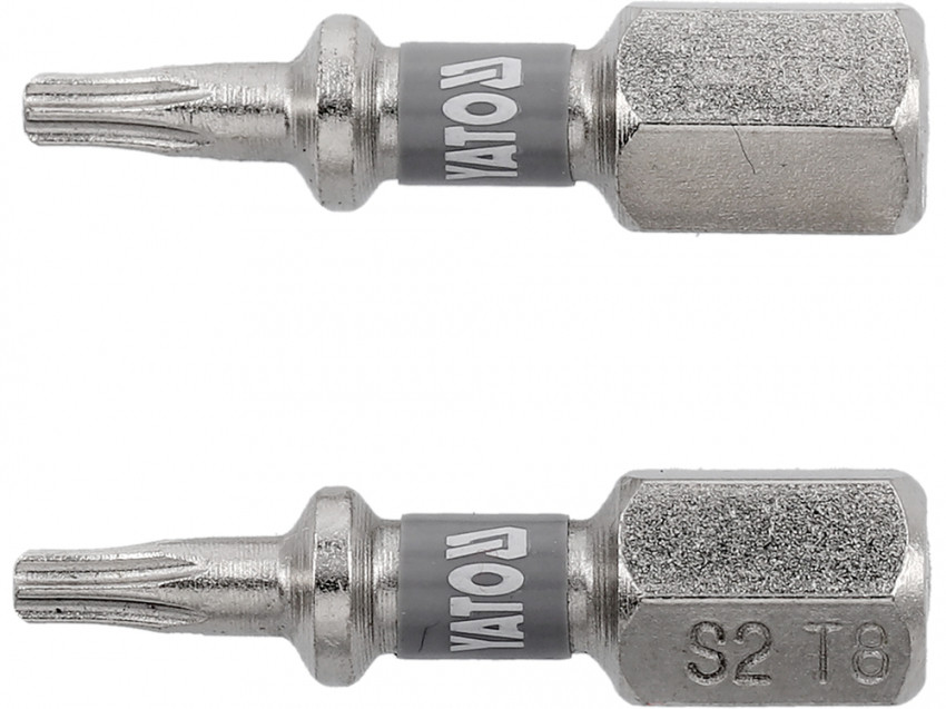 Насадка викруткова YATO; "TORX" T8 х 25мм. шпиндель 6-гран- 1/4", покрита нікелем, 2шт.[10]-YT-78010