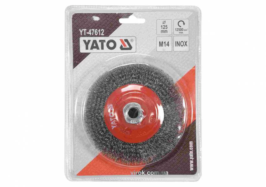 Щітка дискова зачисна з нержавіючої сталі до КШМ YATO Ø125 мм 12500 об/хв М14-YT-47612