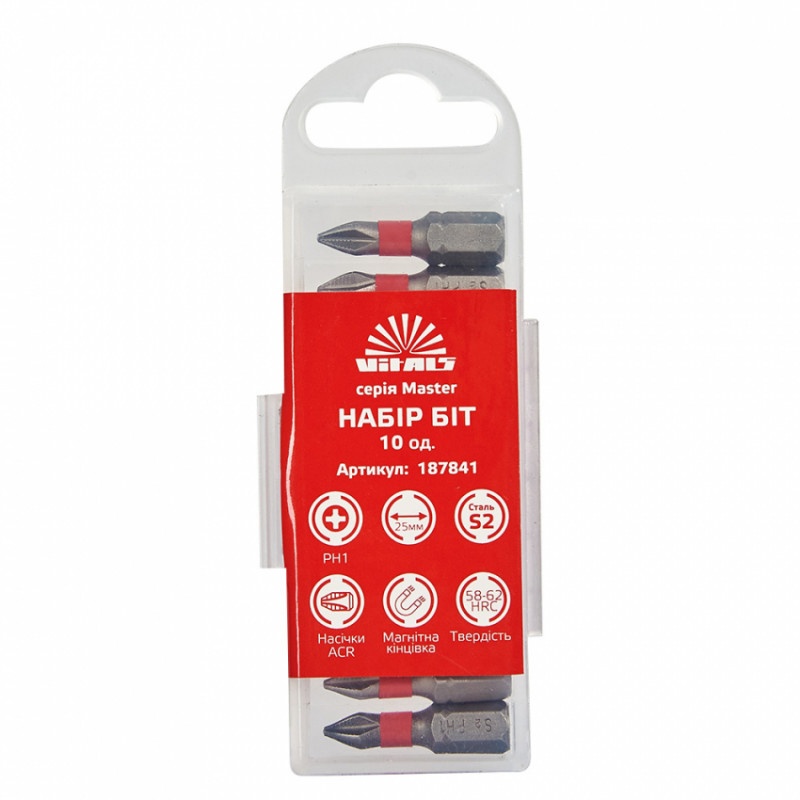 Біти S2 PH1×25 мм, 10 шт. Vitals Master-187841
