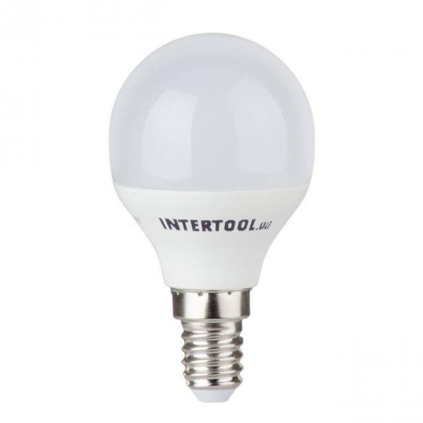 Лампа світлодіодна LED P45, E14, 5Вт, 150-300В, 4000K, 30000г, гарантія 3 роки. INTERTOOL LL-0102-LL-0102