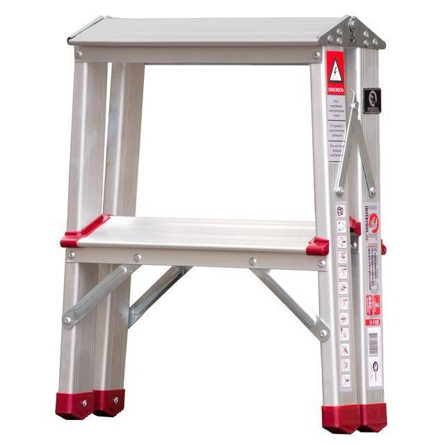 Драбина алюмінієва двостороння, 2 сходинки, висота: 440 мм, 150 кг INTERTOOL LT-1102-LT-1102