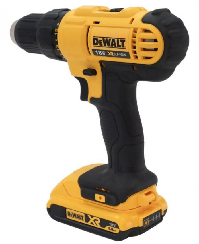 Дриль-шуруповерт акумуляторний DeWALT DCD771D2, ненаголошений, XR Li-Ion 18 В, 2 Ач, 42 Нм, 450-1500 об/хв, патрон 13 мм швидкозатискний, кількість швидкостей - 2, вага 1.28 кг, 2 акумулятори-DCD771D2