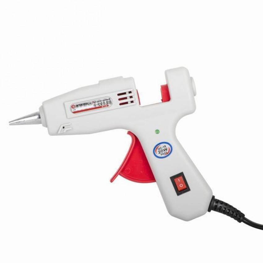 Пістолет клейовий 20(65) Вт, 180-195°C, під стрижні 7-7,5 мм, 5-13 г/хв INTERTOOL RT-1101-RT-1101