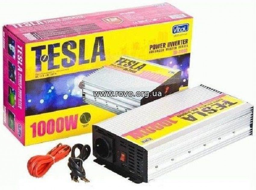 Перетворення. напруги TESLA ПН-31000/12V-220V/1000W/USB-5VDC0.5A/син.хвиля/клеми-ПН-31000 (4)