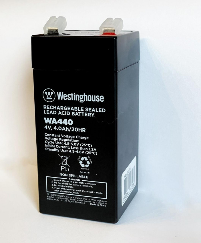 Свинцево-кислотна акумуляторна батарея Westinghouse 4V, 4Ah, terminal T1, 1шт  47*47*107 мм-WA440N-T1