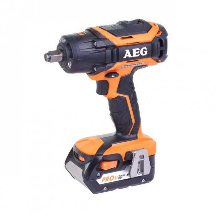 Гайковерт ударний безщіт. акумул. AEG : Li-Ion 18 В, 4 Агод, 1/2", 500 Нм, 2 батареї, в футлярі-BSS18C12ZBLLI-402