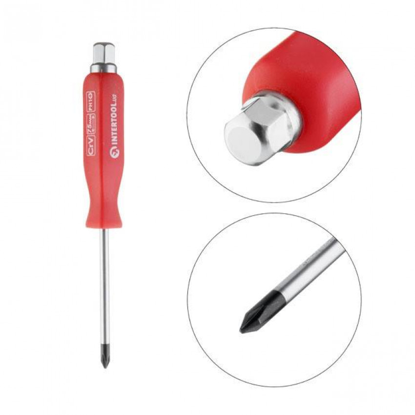 Викрутка ударна PH 1 * 75 мм CrV INTERTOOL HT-0486-HT-0486