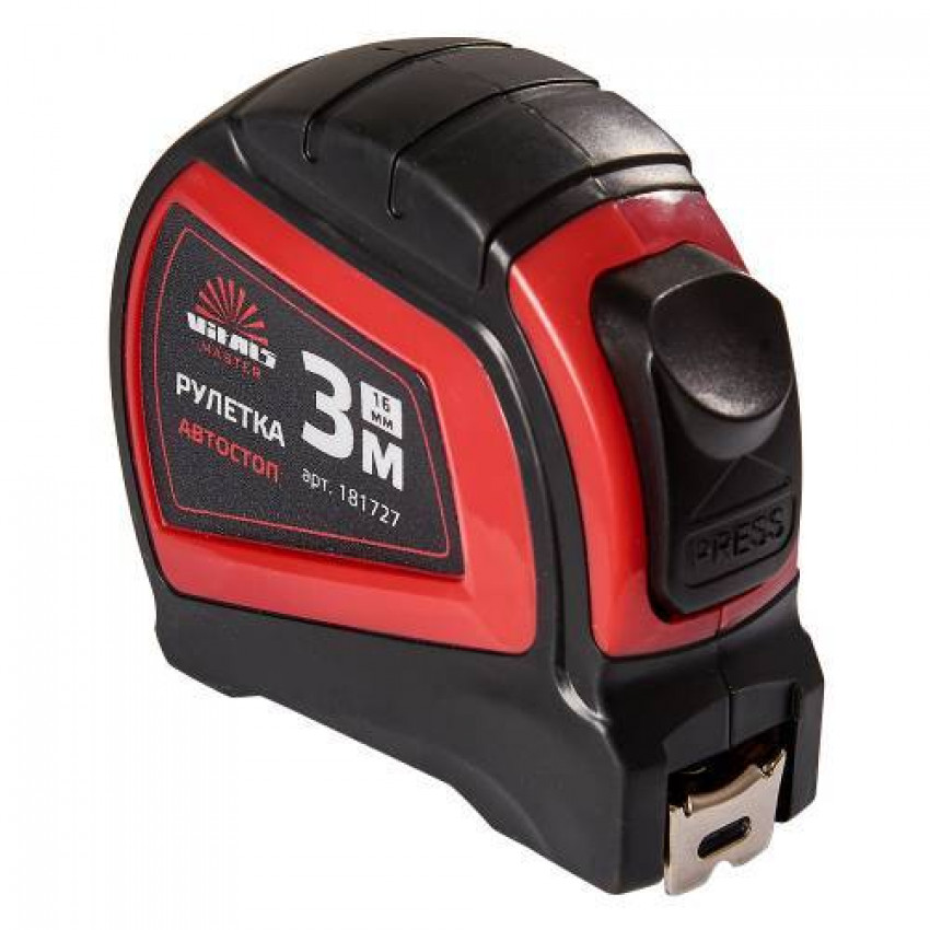 Рулетка 3 м × 16 мм автостоп Vitals Master-181727